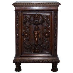 Stunning circa 1780 Carved Walnut Side Cabinet with Cherub & Floral Detailing