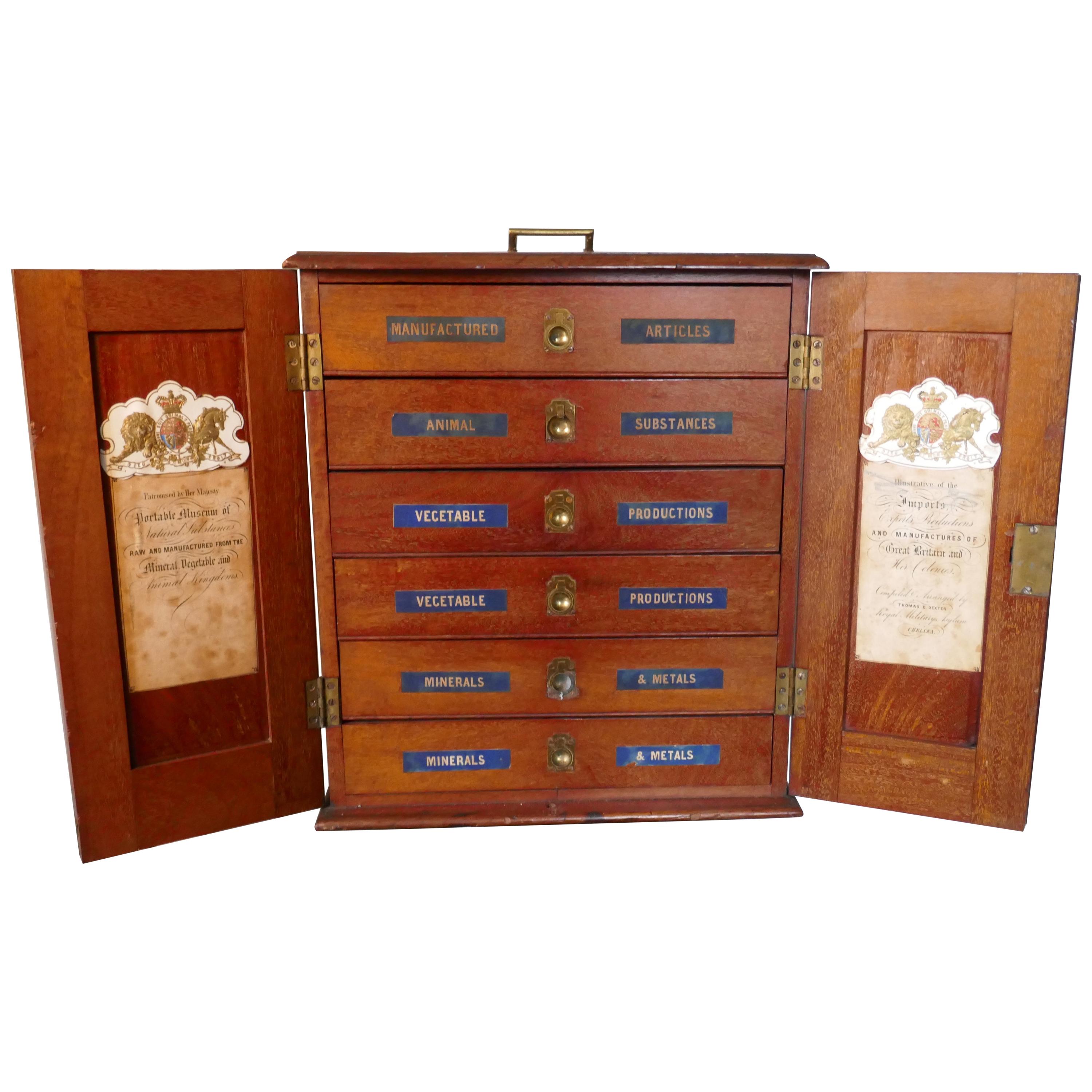 Victorian Collectors Cabinet, “Portable Museum” with Contents For Sale
