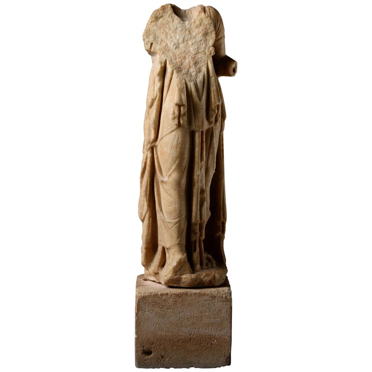 Roman Marble Statue of a Draped Woman, 100 AD For Sale at 1stdibs