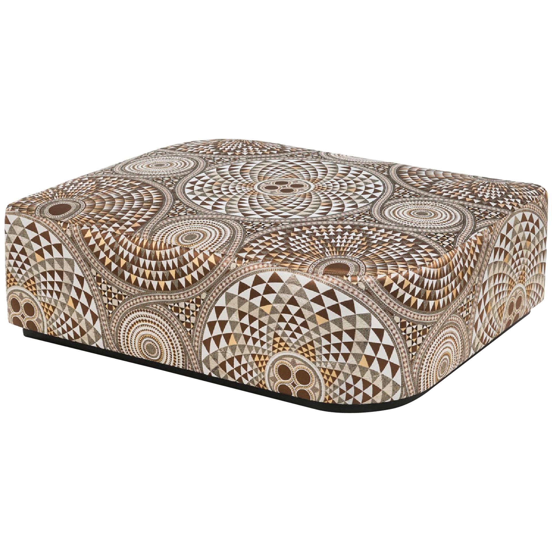 Ottoman, Frame Made of Solid Timber and  Wood Bronze / Silver Finish Skirting
