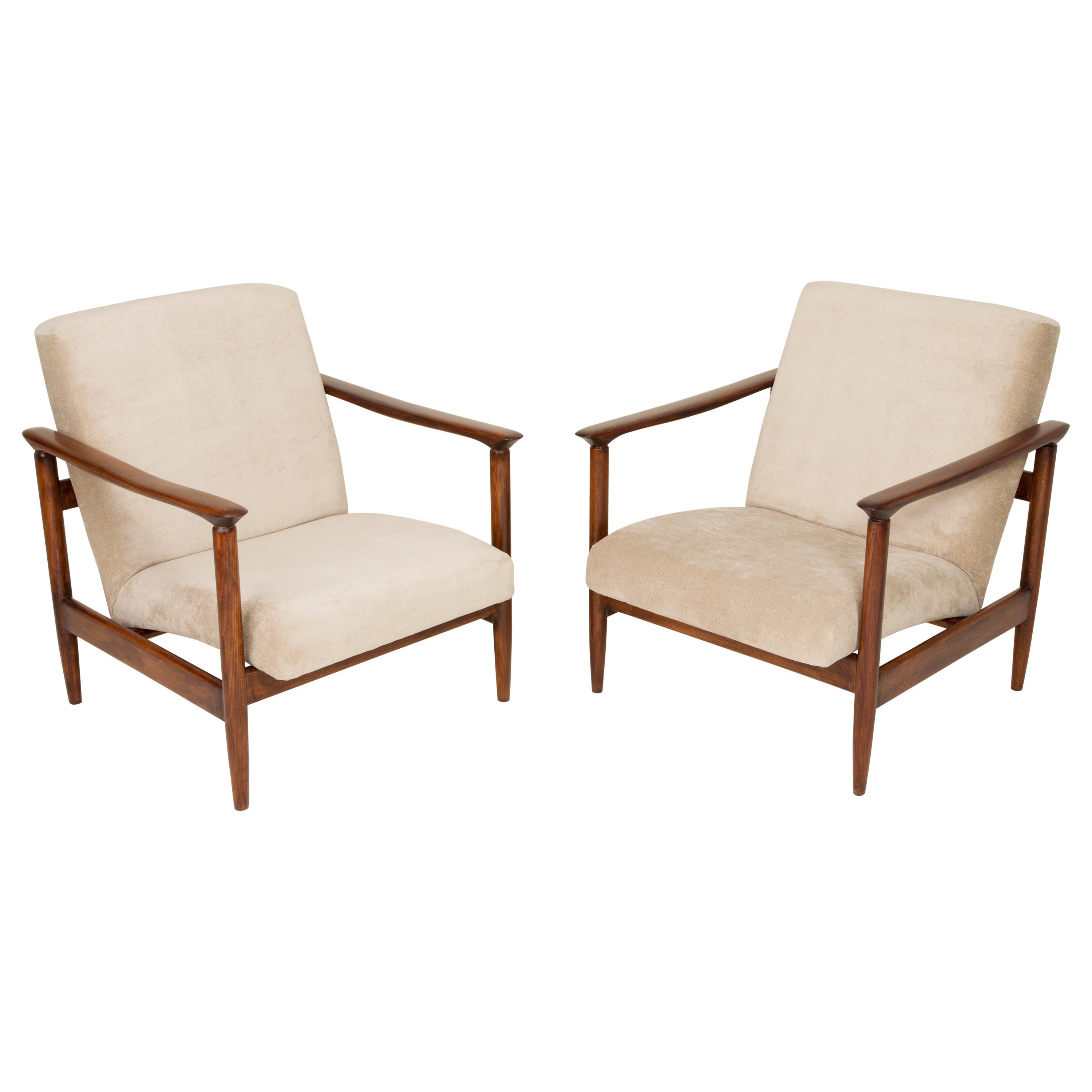 Paar beigefarbene Sessel, Edmund Homa, GFM-142, 1960er Jahre, Polen