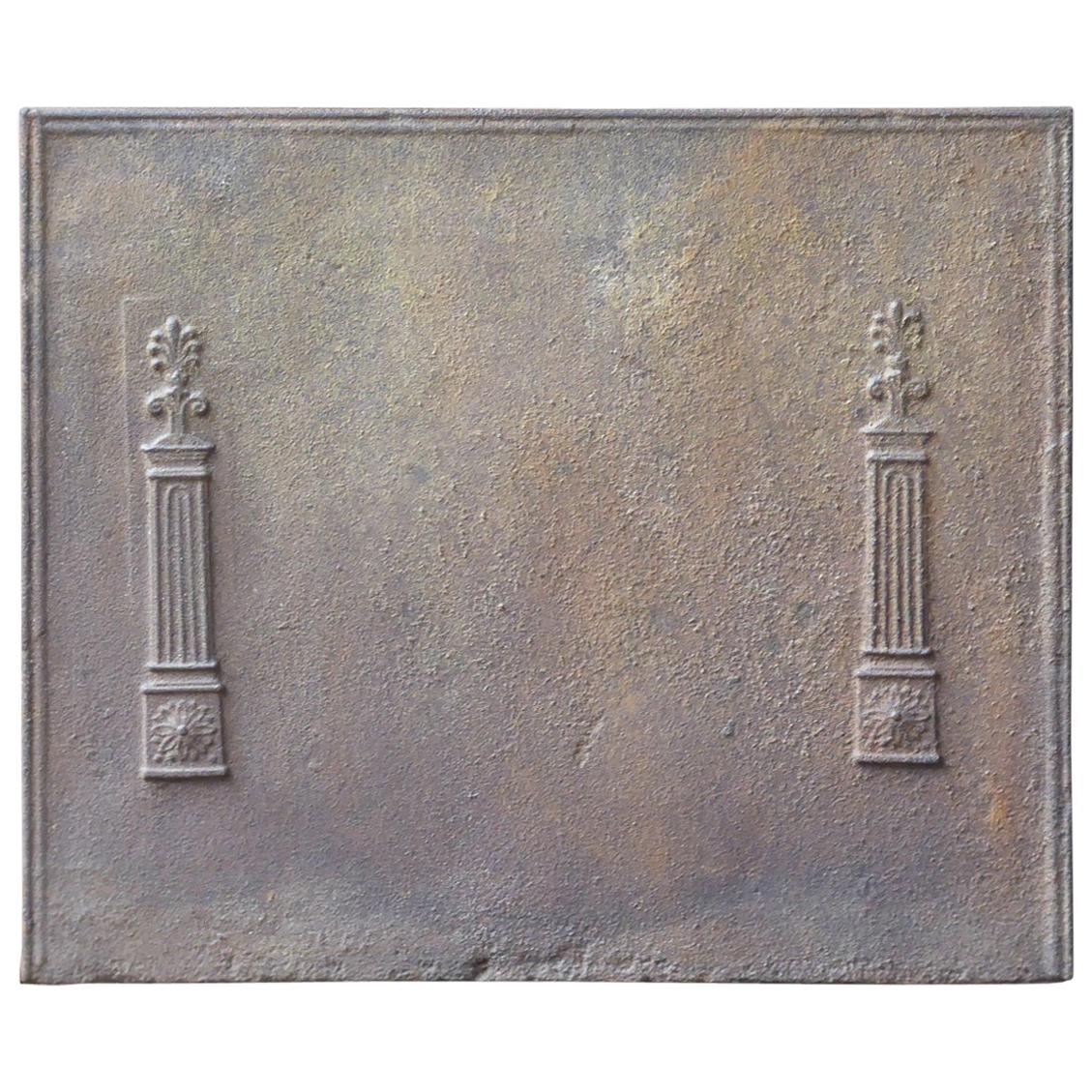 Antique French Neoclassical 'Pillars of Freedom' Fireback, 19th Century