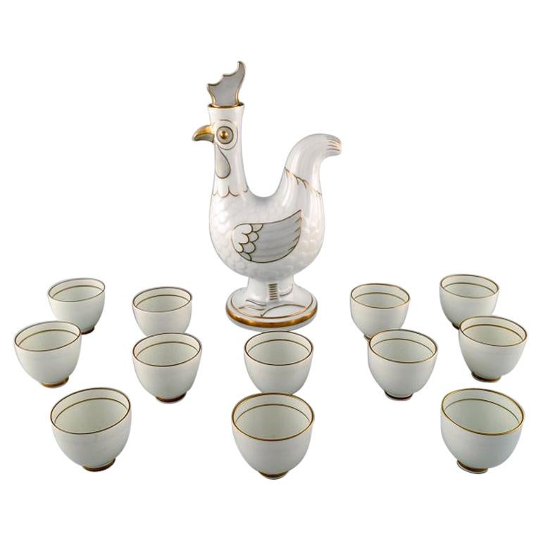Bing & Grondahl, Denmark, Jug of Porcelain with 12 Mugs For Sale