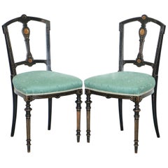 Antique Pair of Rare Gillows Lancaster circa1870 Aesthetic Movement Ebonised Side Chairs