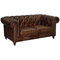 Used 1 of 2 Timothy Oulton Halo Westminster Brown Leather Chesterfield Sofas