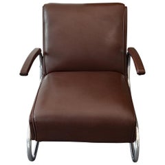 Armchair / Cantilever Tubular Steel Brown Leather from Mücke Melder, 1930s