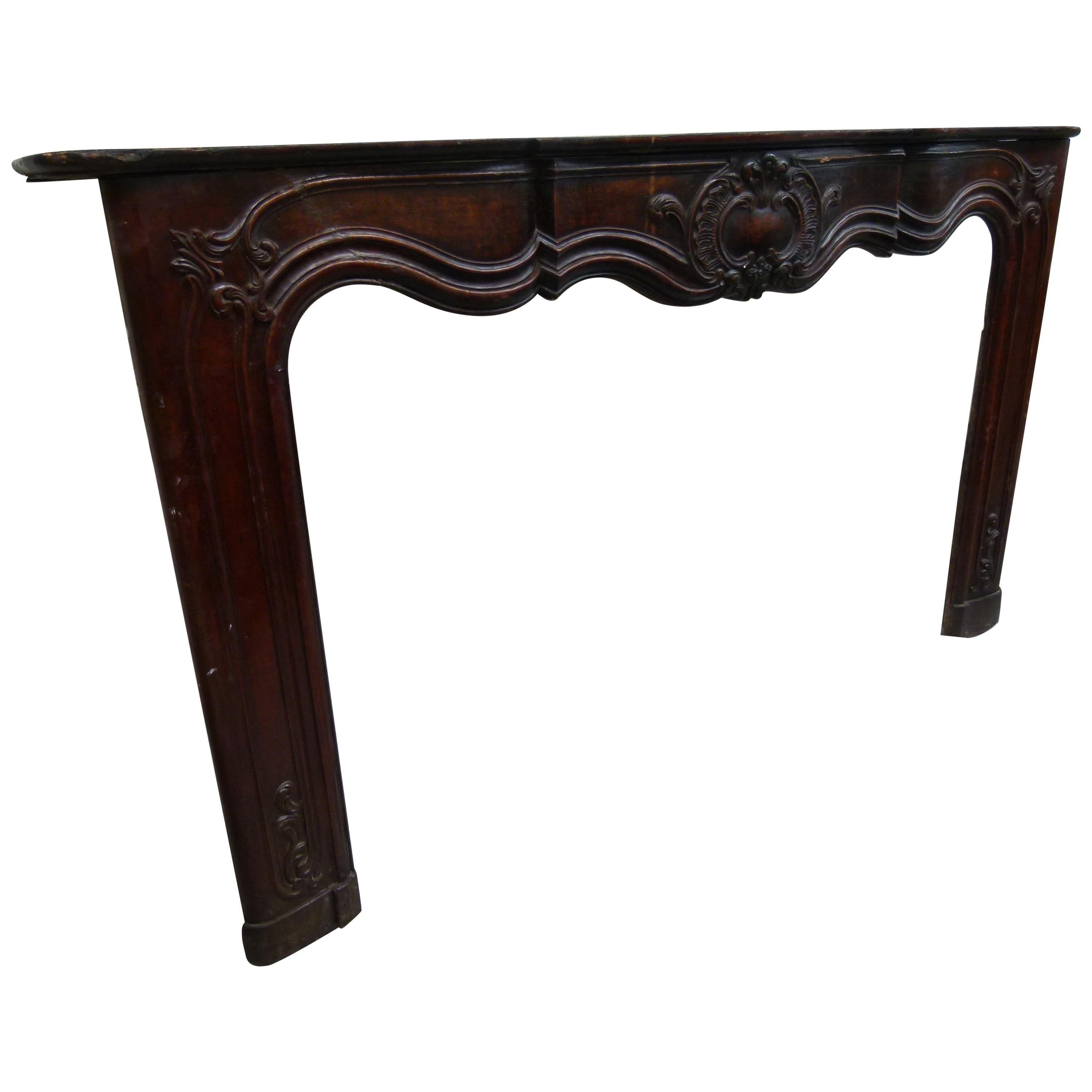 Louis XVI Style Wooden Carved Fireplace Mantel For Sale