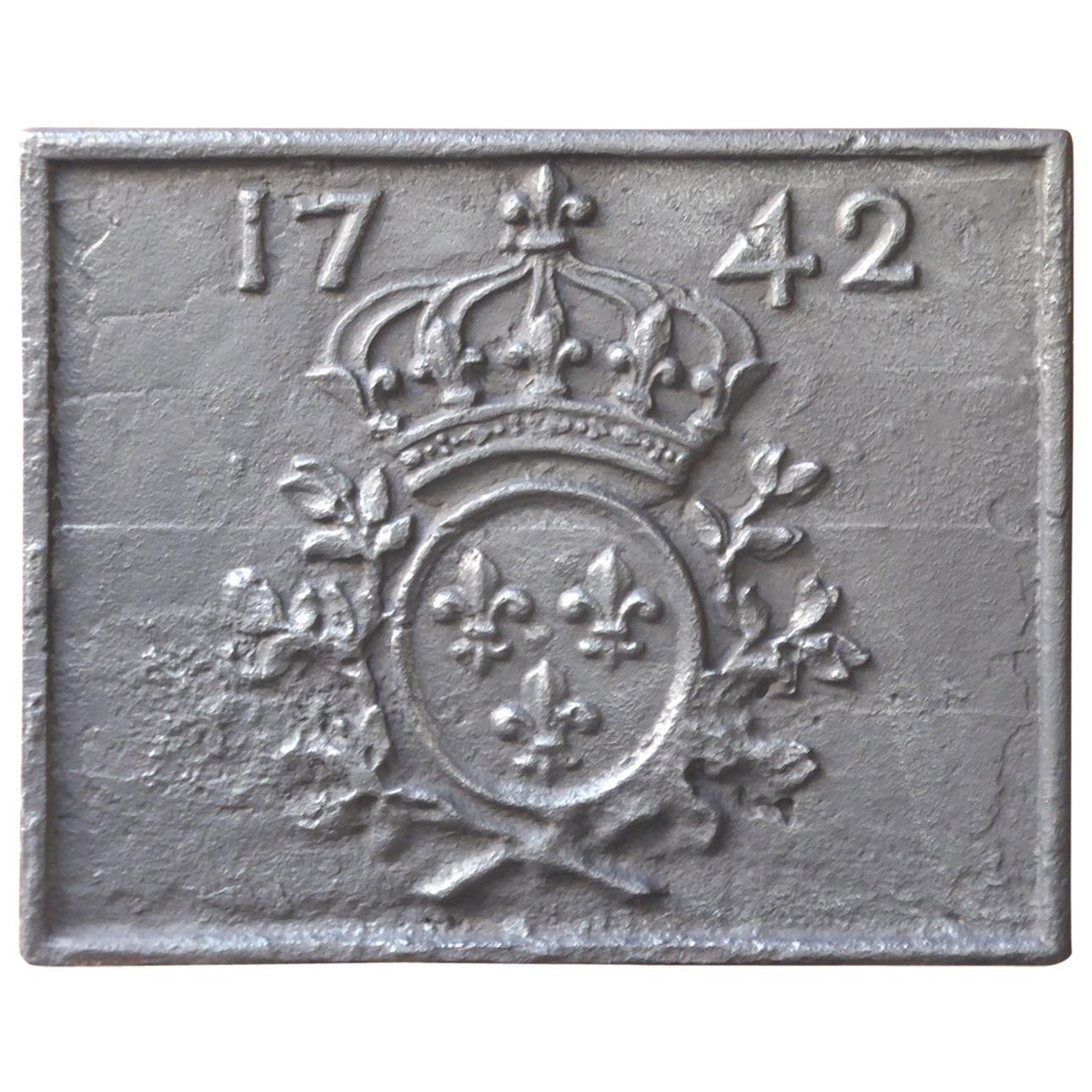 18th Century French Louis XIV 'Arms of France' Fireback