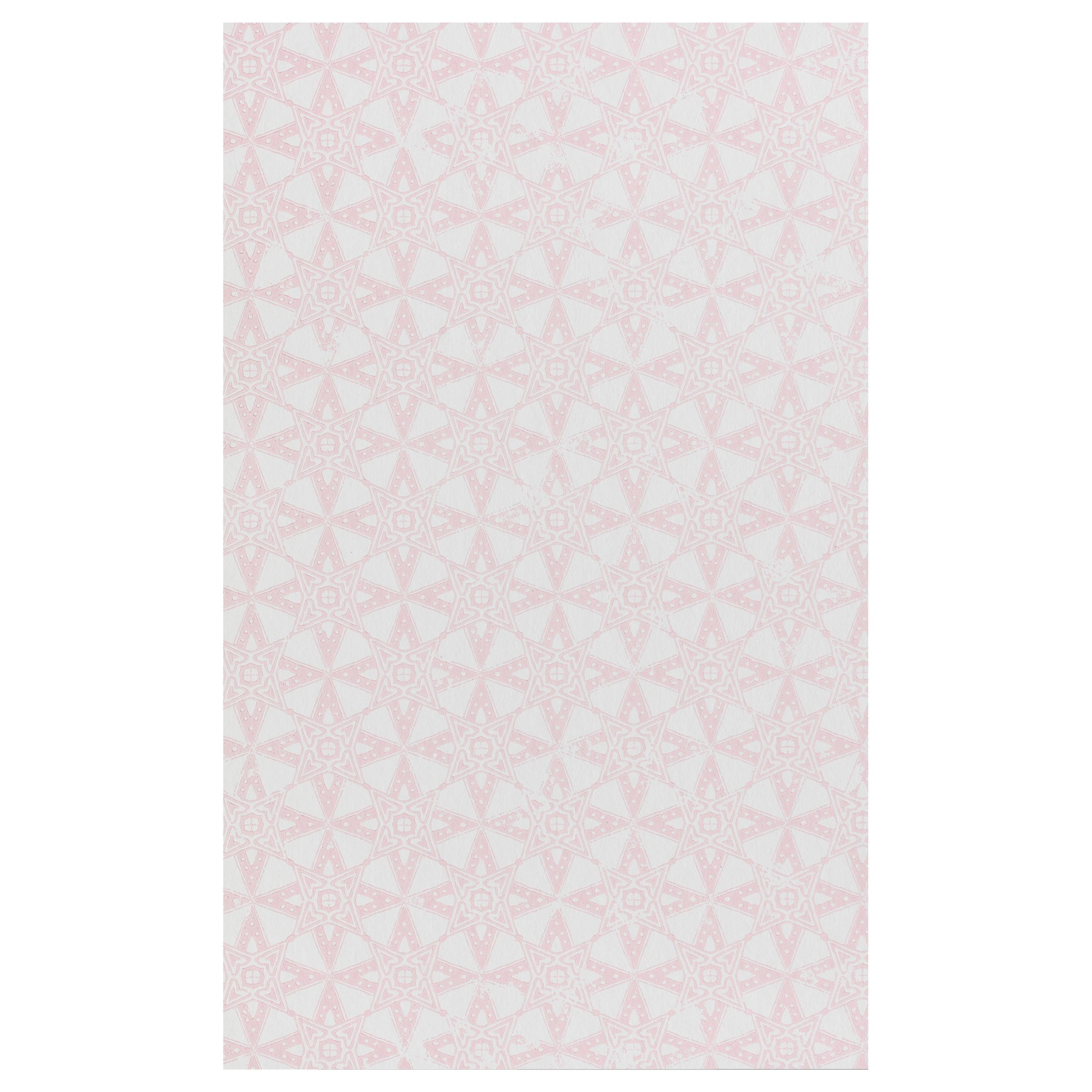 'Star Tile' Contemporary, Traditional Wallpaper in Pink For Sale