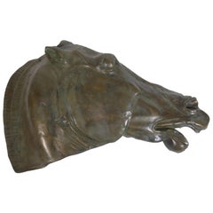 20th Century Bronze Galvanized Terracotta  Spanish Horse Head