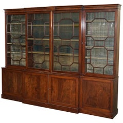 Regency circa 1820 Astral Glazed Breakfront Library Bookcase Pharmacy Cabinet