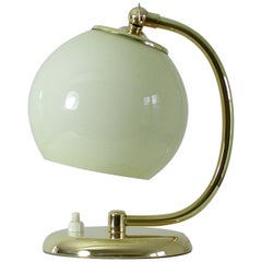 Vintage 1930s German Bauhaus Art Deco Brass and Opal Table Lamp Sconce