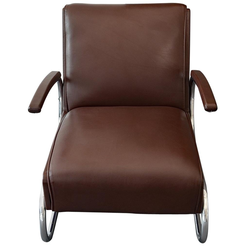 Armchair / Cantilever Tubular Steel Brown Leather from Mücke Melder, 1930s For Sale