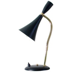 Italian Midcentury Black and Brass Sputnik Table Lamp, 1950s