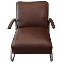 Armchair or Cantilever Tubular Steel Brown Leather from Mücke Melder, 1930s