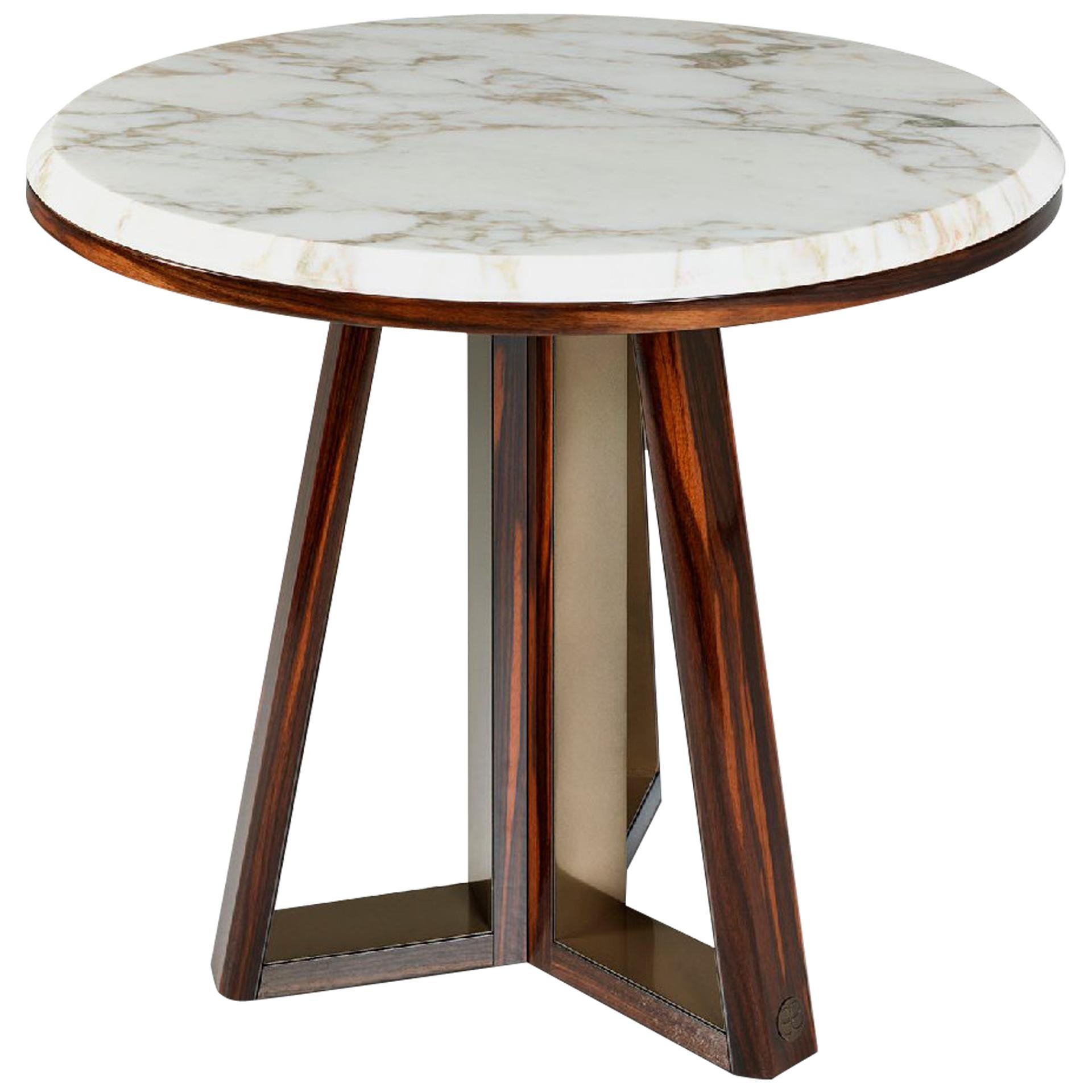 Coffee Table Wooden Base Ebony Finish Top in Calacatta Gold Marble