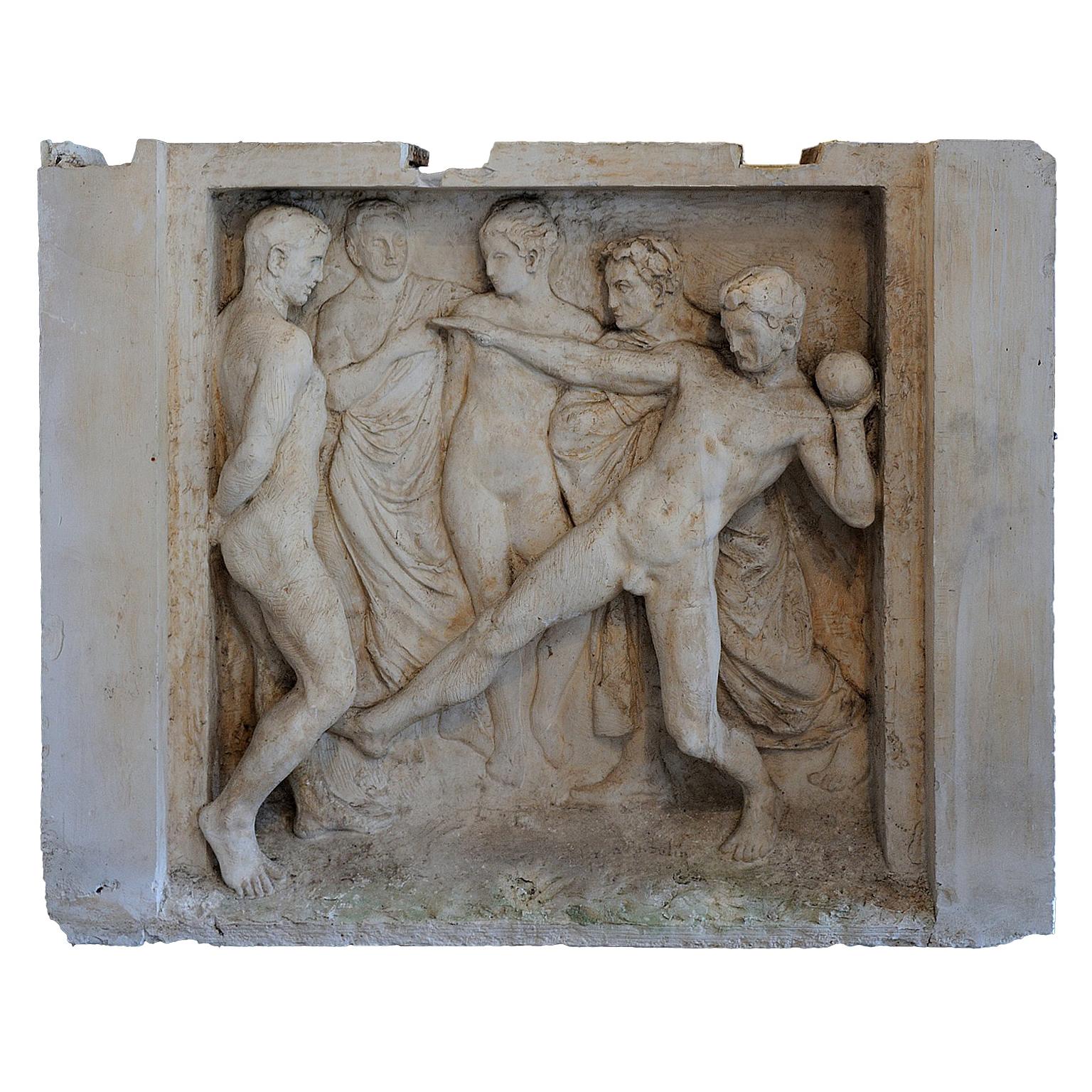 Massive French Neoclassical Style Plaster Cast Frieze, circa 1920 For Sale