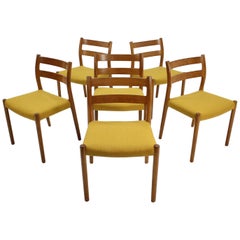 1960 Oak Dining Chairs by N.O. Møller, Set of 6