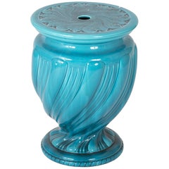 English Majolica Turquoise Ground Garden Seat by Minton