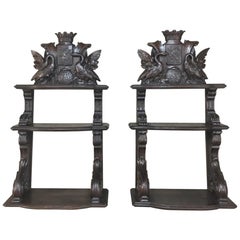 Pair of 19th Century Carved Renaissance Wall Shelves