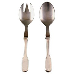 Hans Hansen Cutlery Susanne Salad Set in Sterling Silver and Stainless Steel