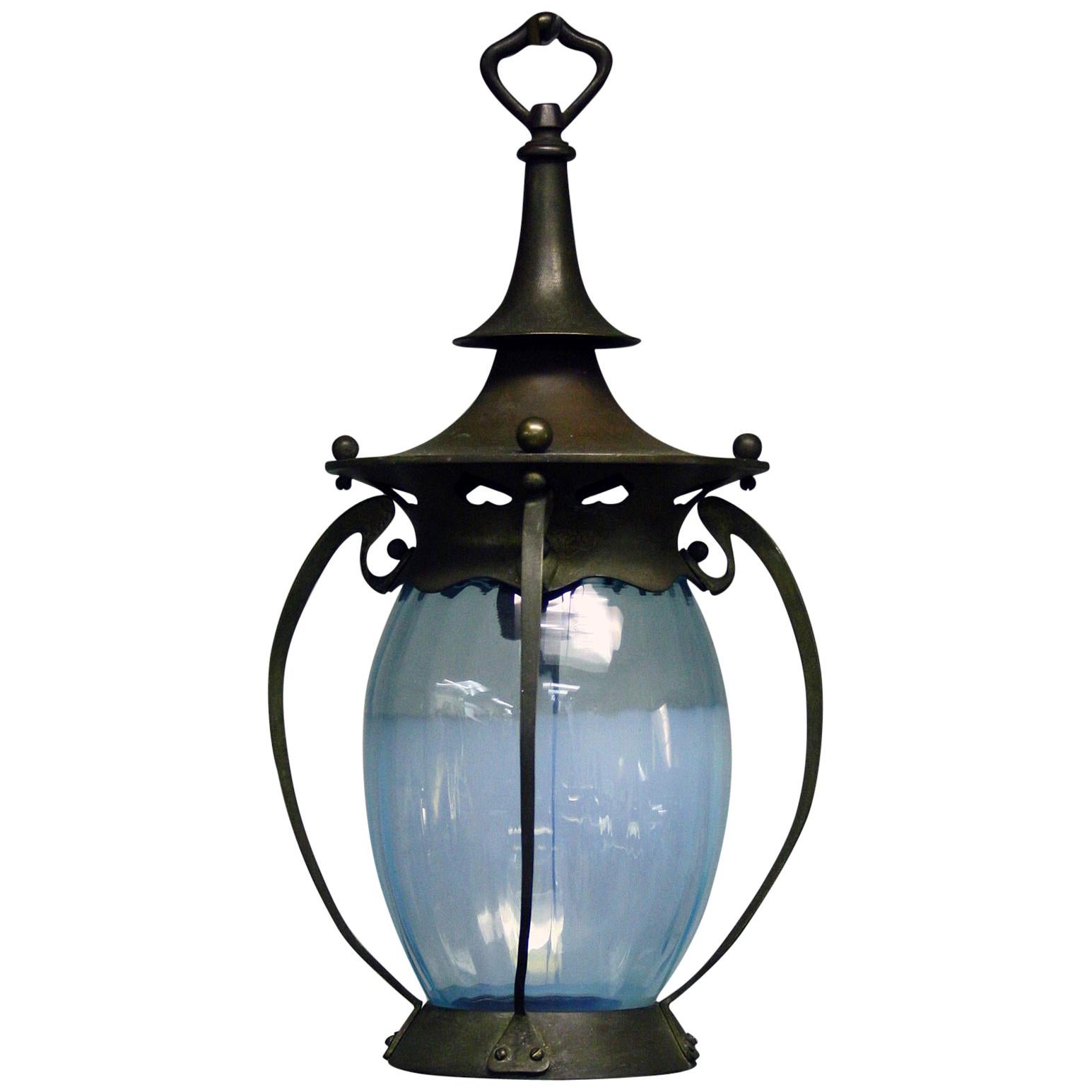 Bronzed Brass Art Nouveau Lantern