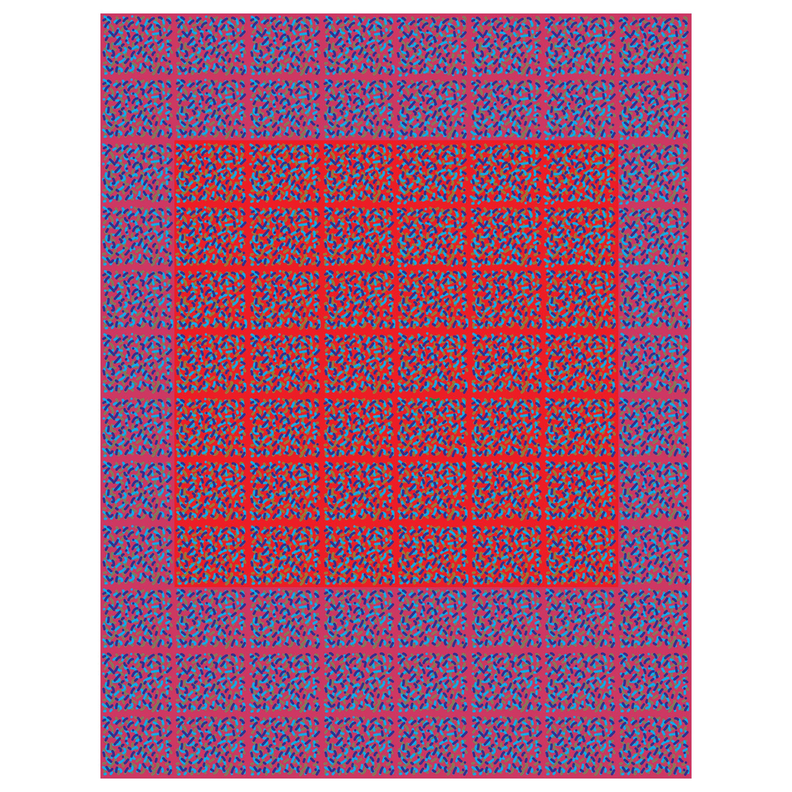 Impression numérique abstraite conceptuelle abstraite « Confetti Red Square V2 » de Michael Zenreich