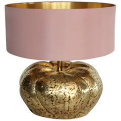 Italian Midcentury Brass Table Lamp in Pumpkin Shape, 1950s