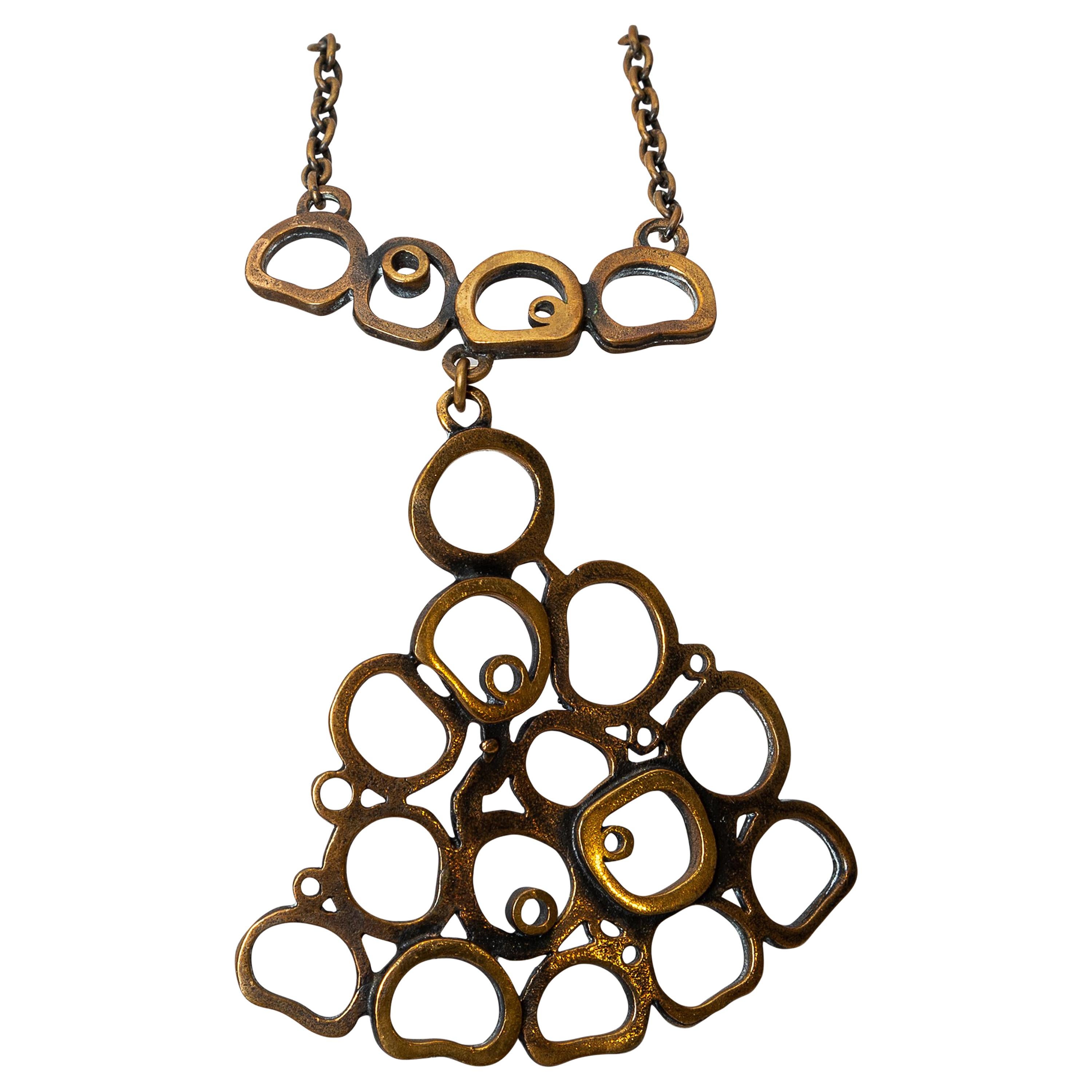 20th Century Modern Pentii Sarpaneva Pendant Necklace Bronze Scandinavian Modern For Sale