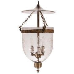 Petite Bell Jar Lantern with Grape Leaf Etching