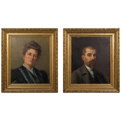 Paire de portraits français du 19e siècle