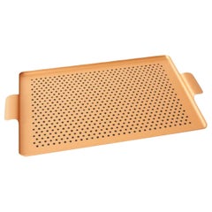 Kaymet - Serving Tray, Blush Gold Anodized Aluminum, Silicone Rubber Grip