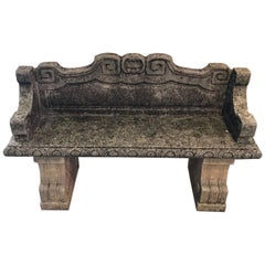 Antique Vicenza Stone Bench with Back, Italy, 1920s