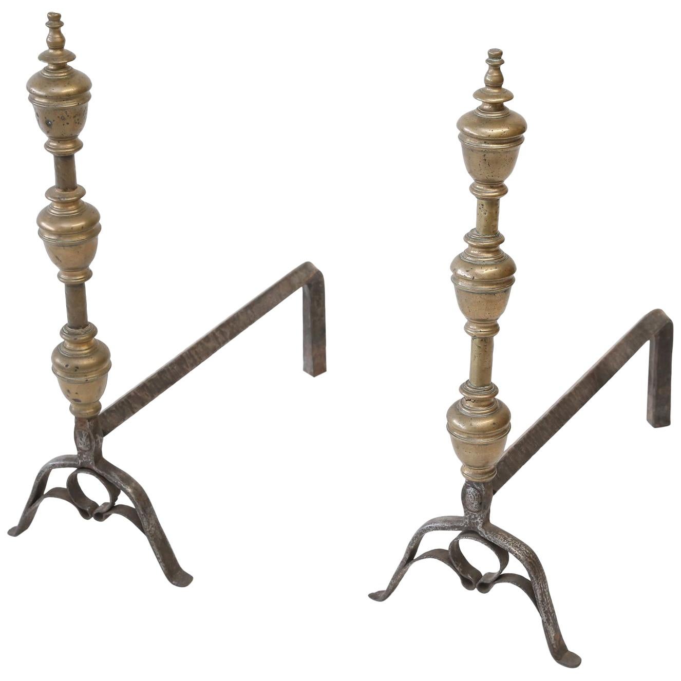Pair of French Andirons in Bronze