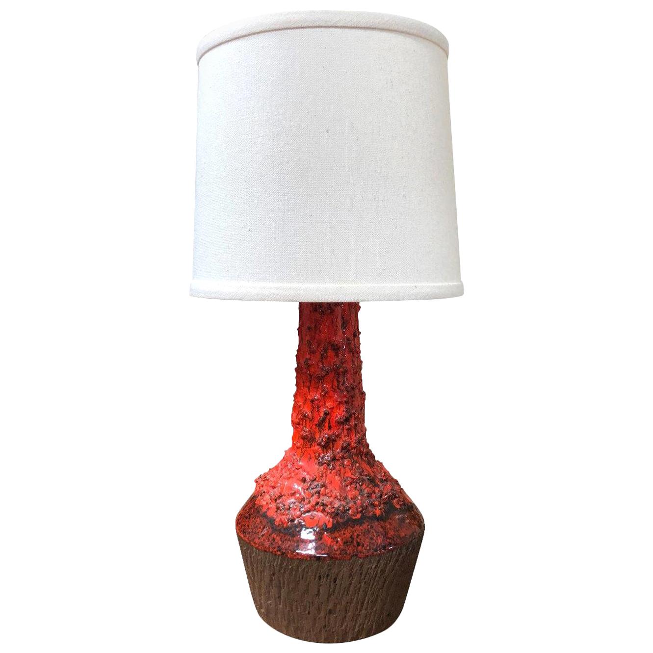 1970s Red Danish Table Lamp