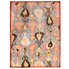 Contemporary Geometric William Morris Pastel Wool Carpet