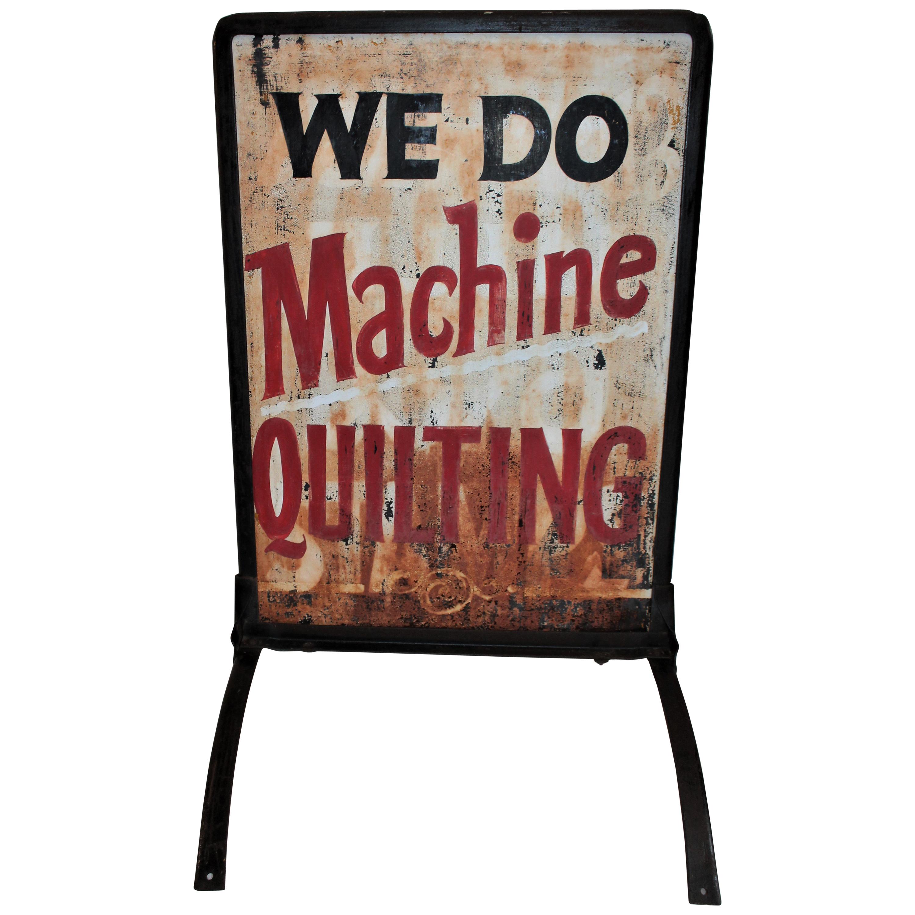 20th Century Original Painted Machine Quilting Street Sign For Sale