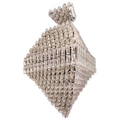 French Mid-Century Modern Cut Crystal Pyramid Chandelier Attributed to Baccarat