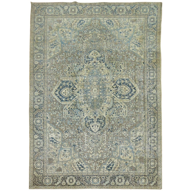Neutral Persian Heriz Rug at 1stDibs