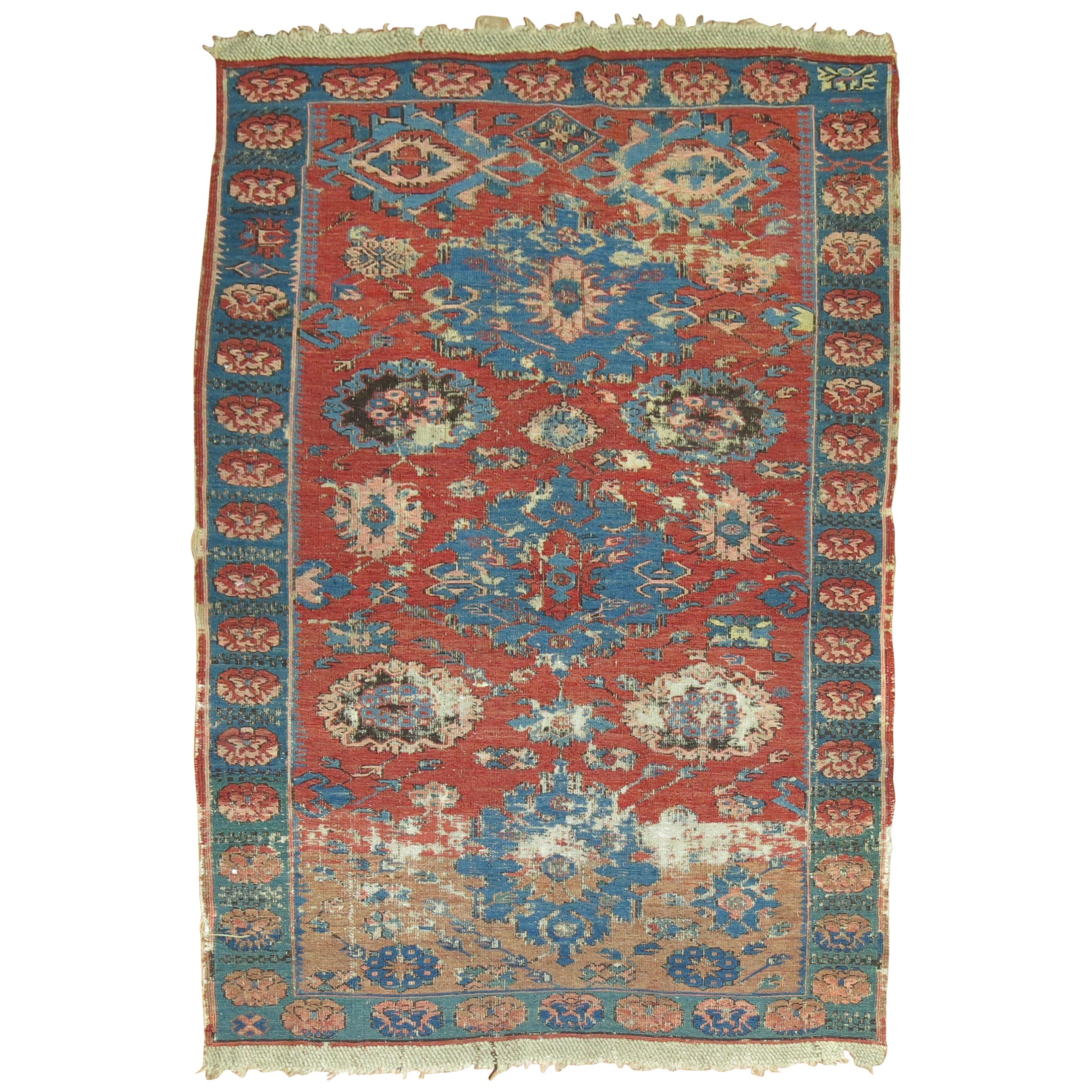 Antique Caucasian Soumac Rug For Sale