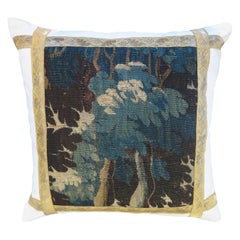 18th Century Verdure Tapestry Fragment Pillow