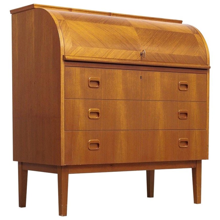 Midcentury Swedish Modern Egon Ostergaard Teak Wood Rolltop