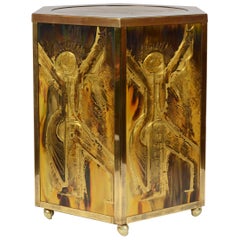 Acid Etched Brass Side Table by Bernhard Rohne for Mastercraft