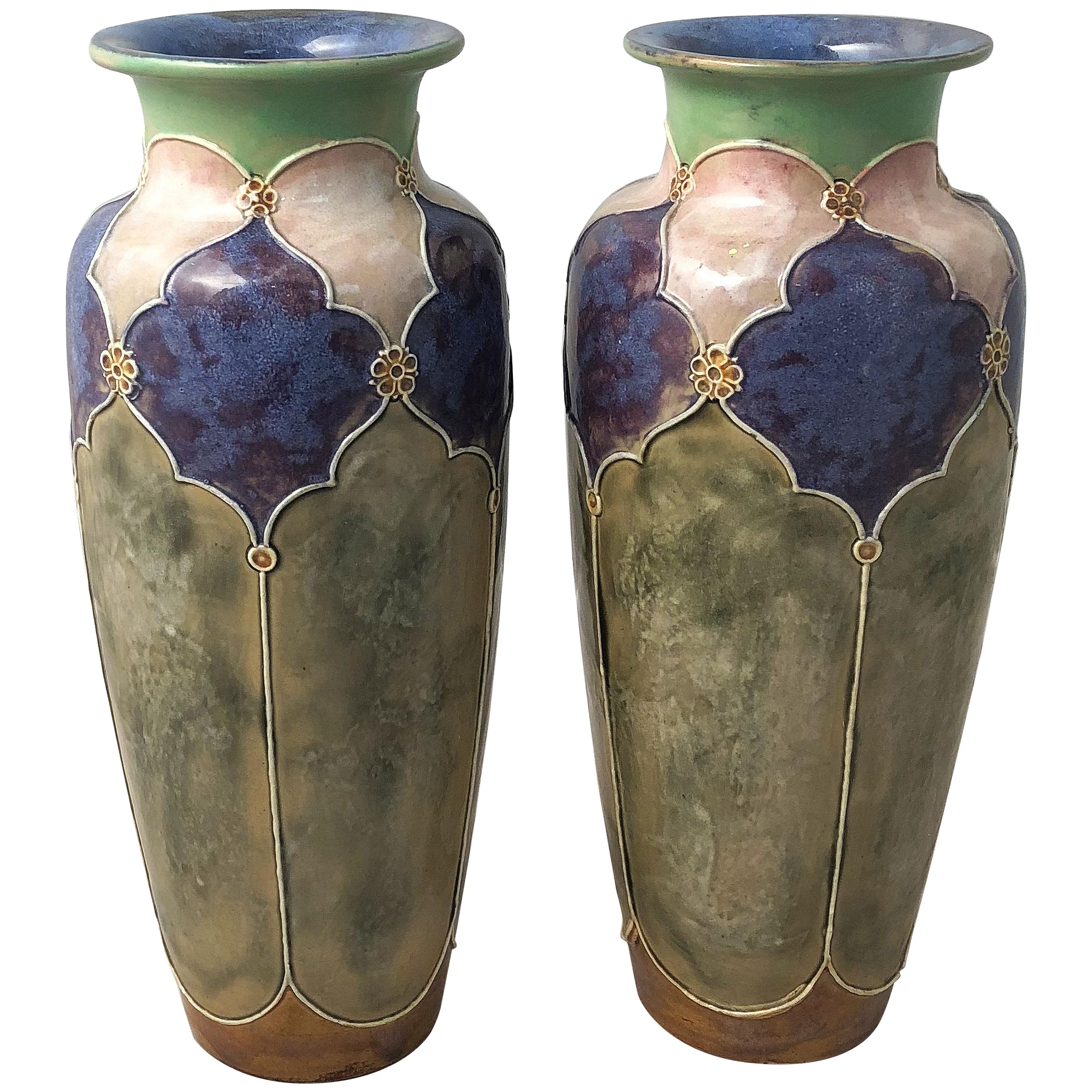 Arts and Crafts Period Vases by Royal Doulton 'Priced as a Pair'