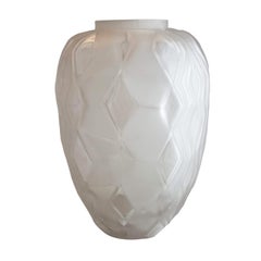 André Hunebelle & Roger Cogneville, Art Deco Losanges Pressed Glass Flower Vase