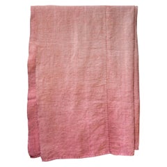 Hand Painted Vintage Linen Throw in Pink Tones, in Stock