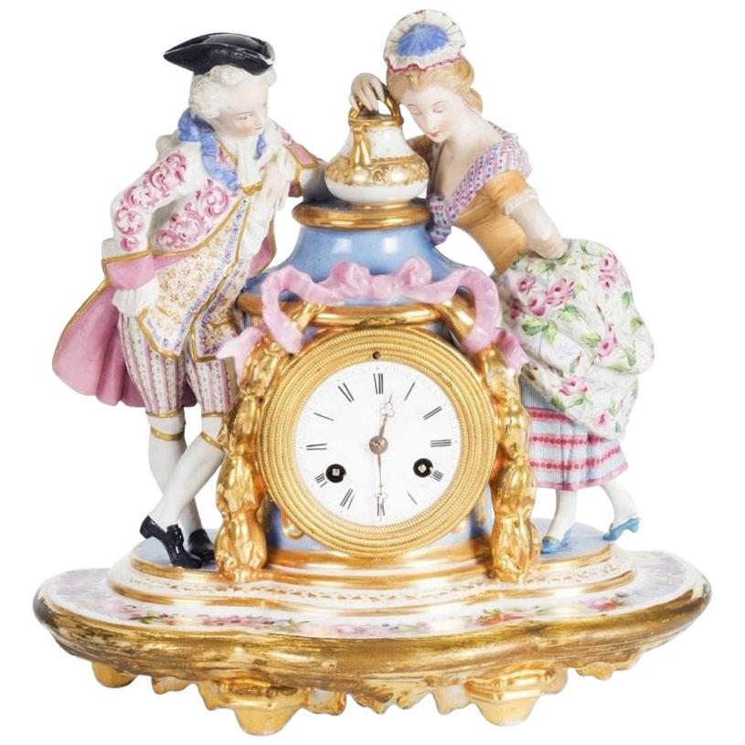 Porcelain Mantle Clock Paris, French, Late 19th Century