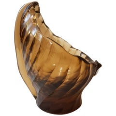Gallé XX sec. Unfurling Leaf Glass Form France Art Nouveau Vase, 1890s