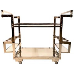 Modernistic Art Deco Style Bar Trolley in Chromed Metal Made in Germany