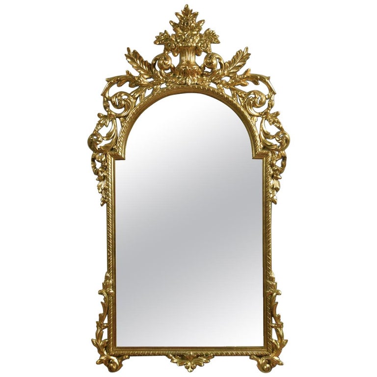 Large Baroque Style Giltwood Wall Mirror For Sale at 1stDibs
